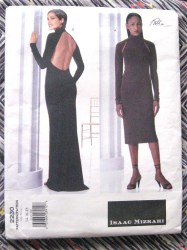 2230 ISAAC MIZRAHI OPEN BACK LS KNIT DRESS LENGTHS PATTERN 14-18